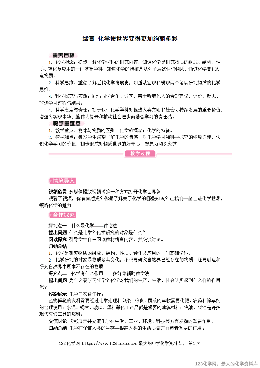 绪言 化学使世界变得更加绚丽多彩-1