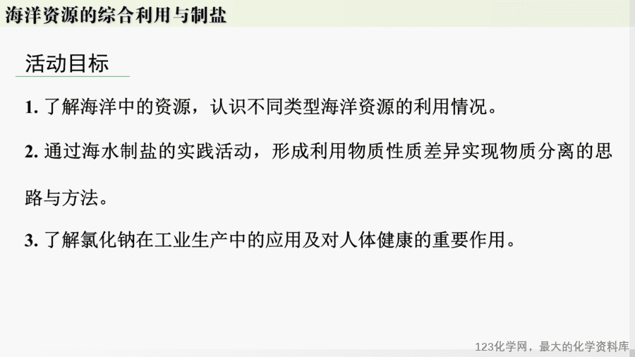 【精品课件】2025年春初中化学九年级下册课件-跨学科实践活动8:海洋资源的综合利用与制盐-3