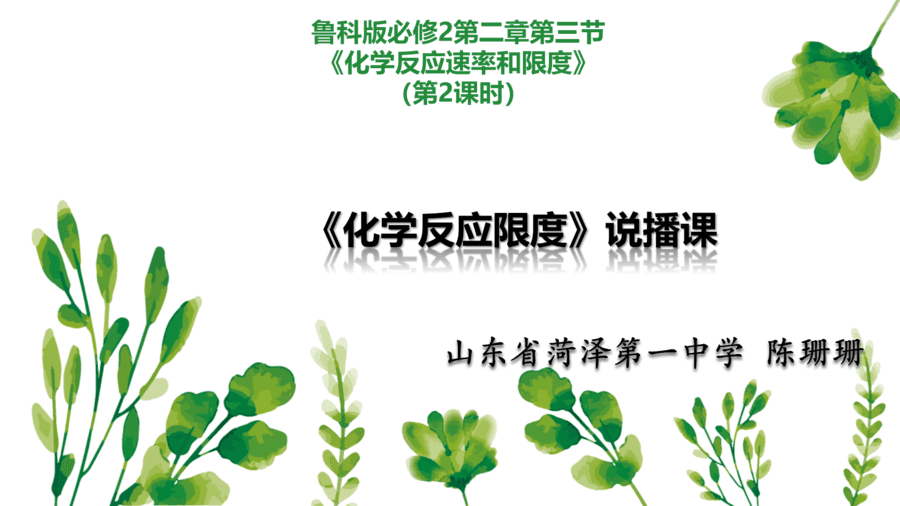 菏泽一中陈珊珊化学反应限度说课-1