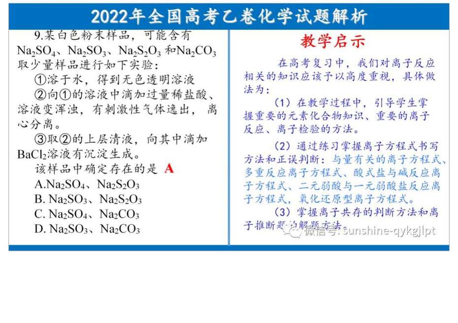 2022高考化学试题分析及教考启示_13