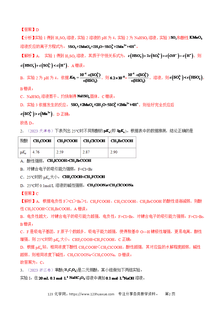【真题】专题15 水溶液中的离子平衡及其应用五年高考(2020-2024)高考化学真题分类汇编全国通用解析版-2