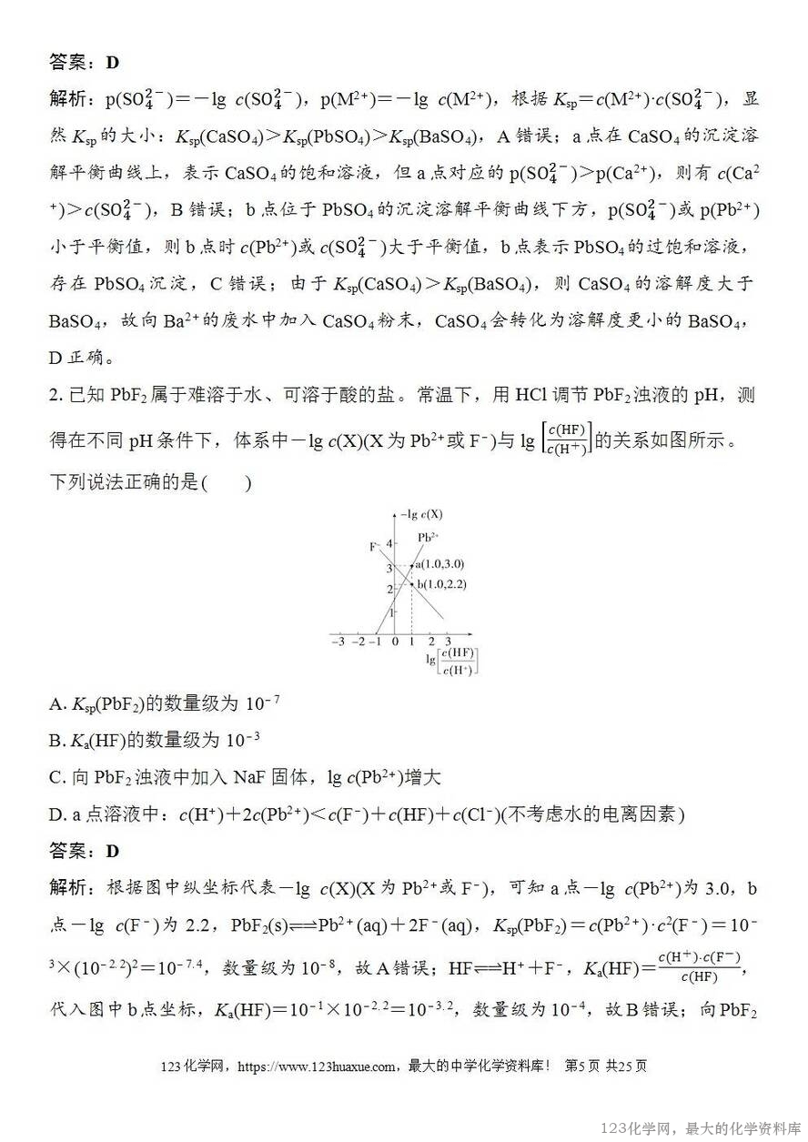 [学案+练习+课件]2026高考化学一轮复习第52讲沉淀溶解平衡图像-5