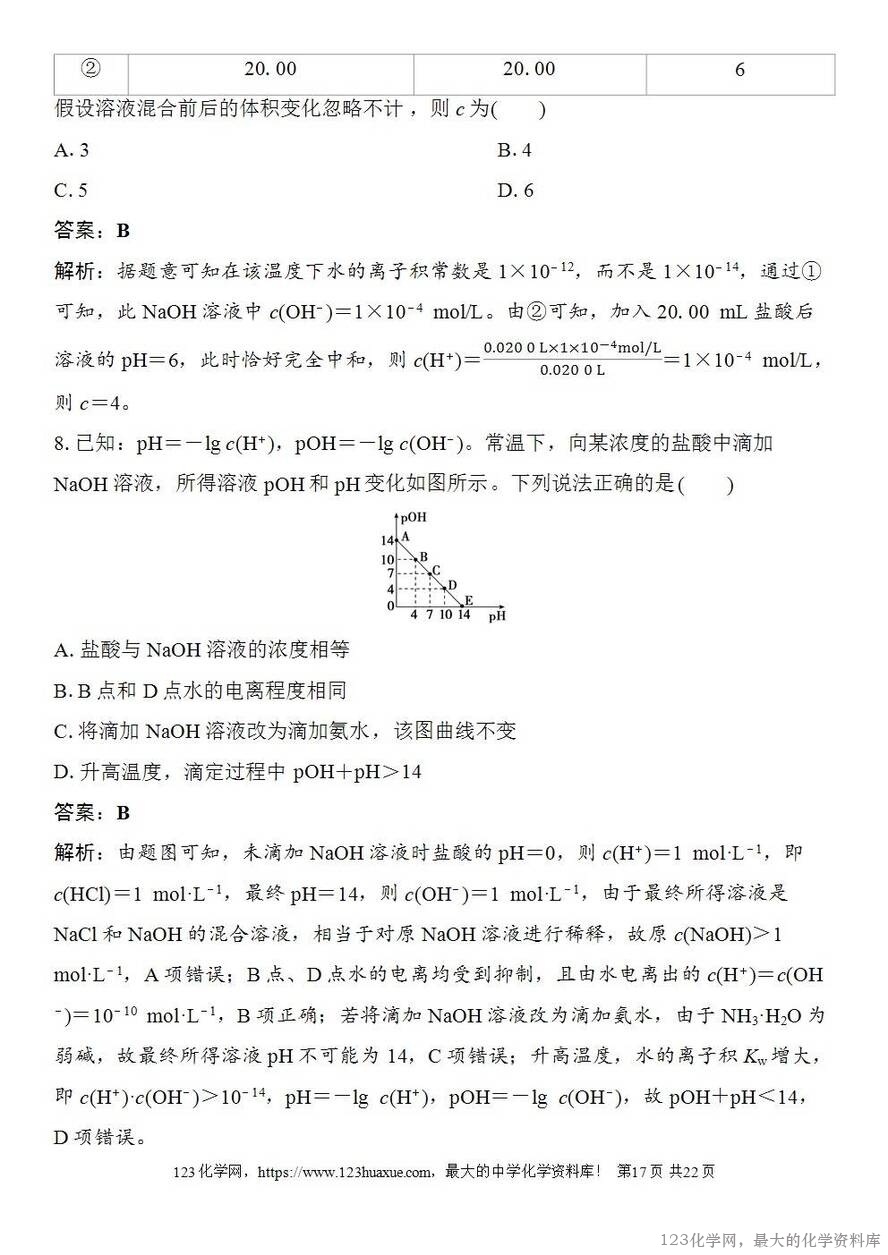 [学案+练习+课件]2026高考化学一轮复习第46讲水的电离和溶液的pH-17