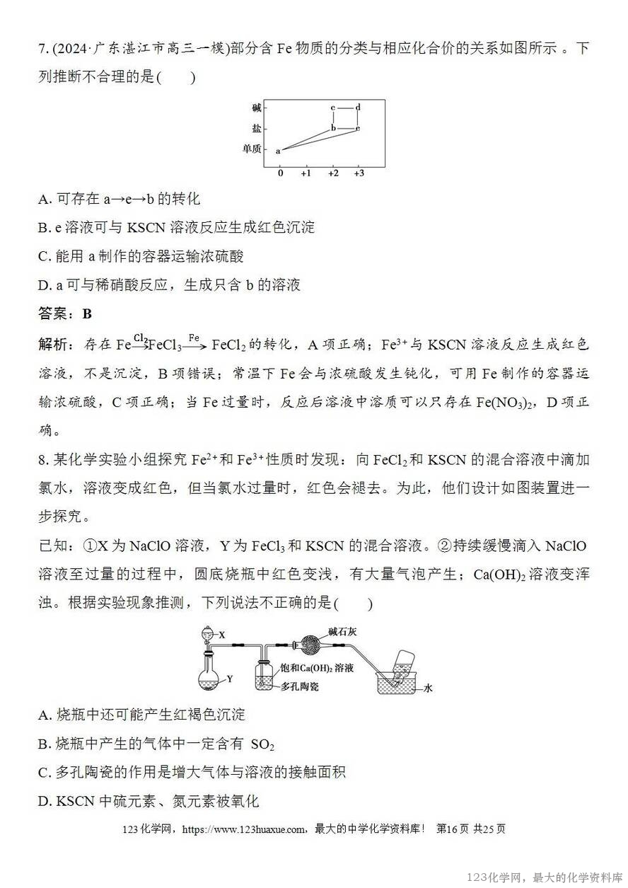 [学案+练习+课件]2026高考化学一轮复习第12讲亚铁盐、铁盐铁及其化合物的转化-16