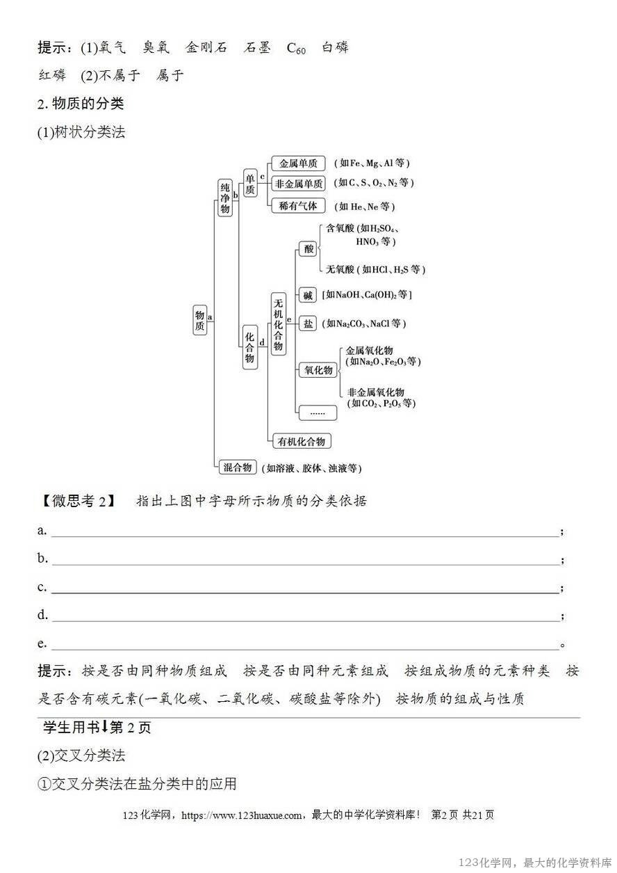 [学案+练习+课件]2026高考化学一轮复习第1讲物质的组成、分类和转化-2