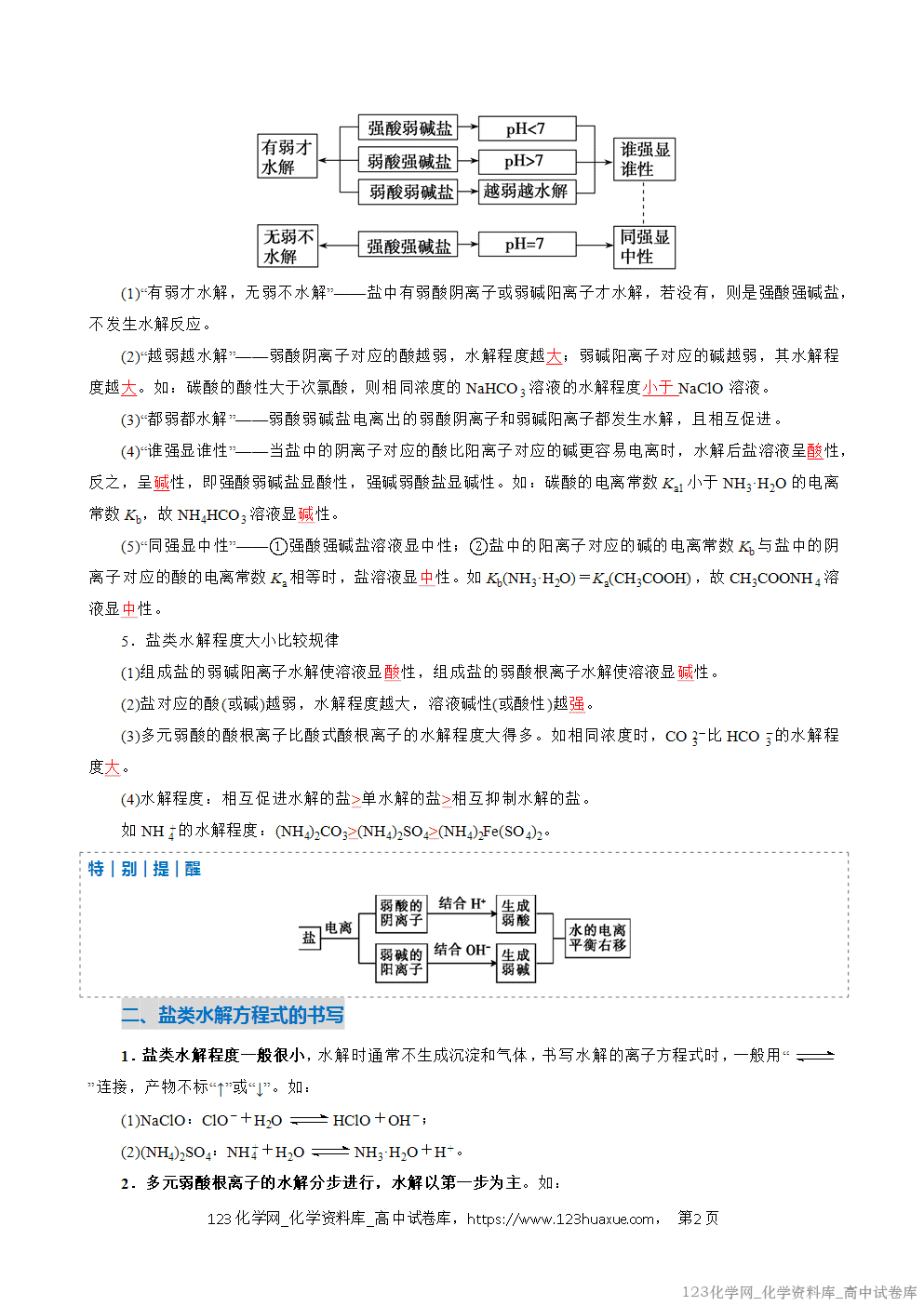 2025~2026学年高二化学上学期期中考试复习考点大串讲专题07盐类的水解复习讲义(教师版) 2025~2026学年高二化学上学期期中考试复习考点大串讲专题07盐类的水解复习讲义(教师版)