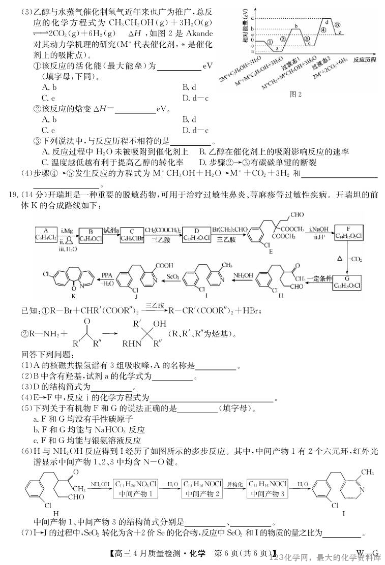四川省九师联盟2025届高三仿真模拟卷化学（WG）-6